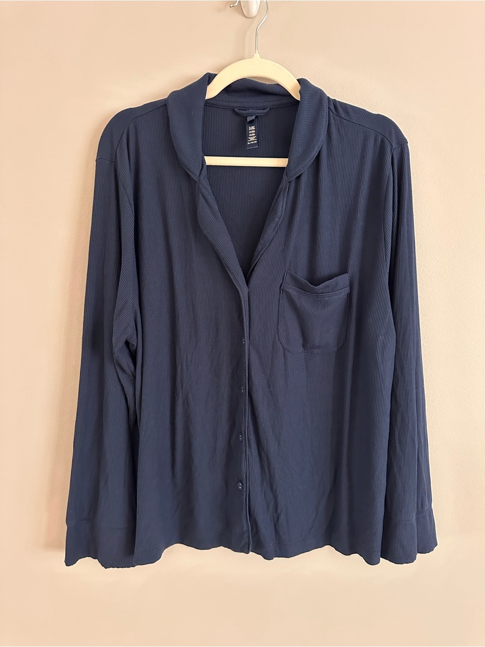 SKIMS Ribbed Modal Pajama Shirt Button Front Soft Lounge Sleep Top Size XL